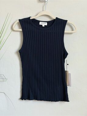 NATION LTD Ribbed Organic Cotton Tank Top Navy Blue Small NWT